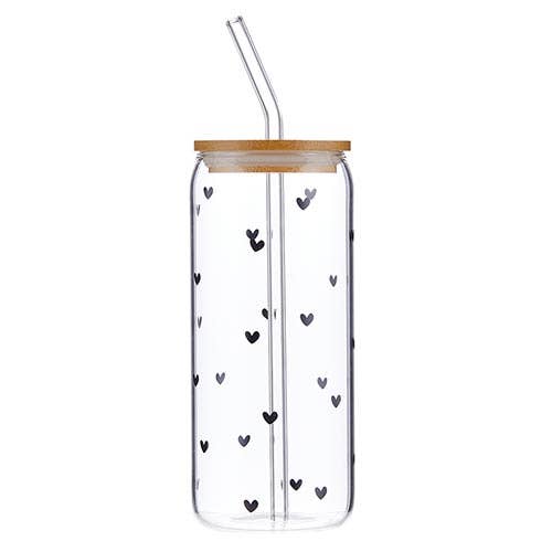 Glass Cold Brew Tumbler - Black Hearts - Fancy That