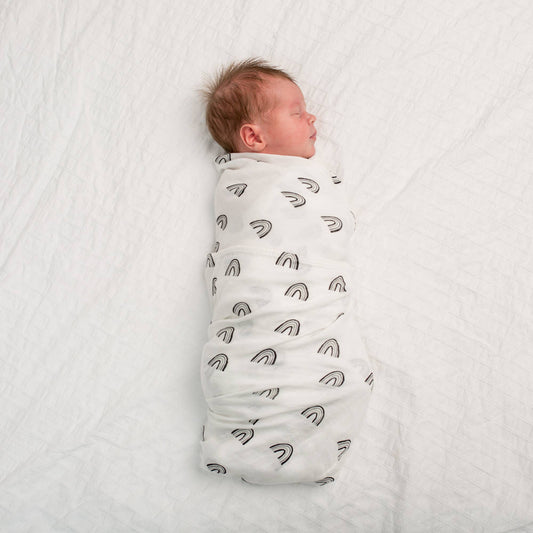 Deluxe Bamboo Swaddle - Black Rainbow - Fancy That