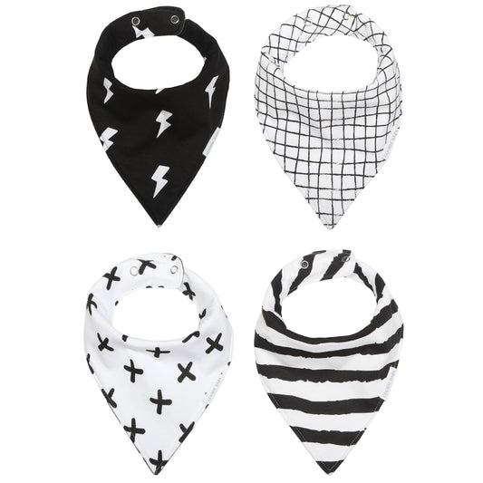 Waterproof & Reversible Bandana Bib - Black/White Monochrome - Fancy That