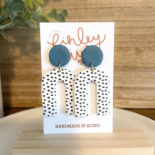 Jessie | Teal + Polka Dot | Clay Earrings - Fancy That