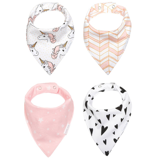 Waterproof & Reversible Bandana Bib - Pink/Gold Unicorn - Fancy That