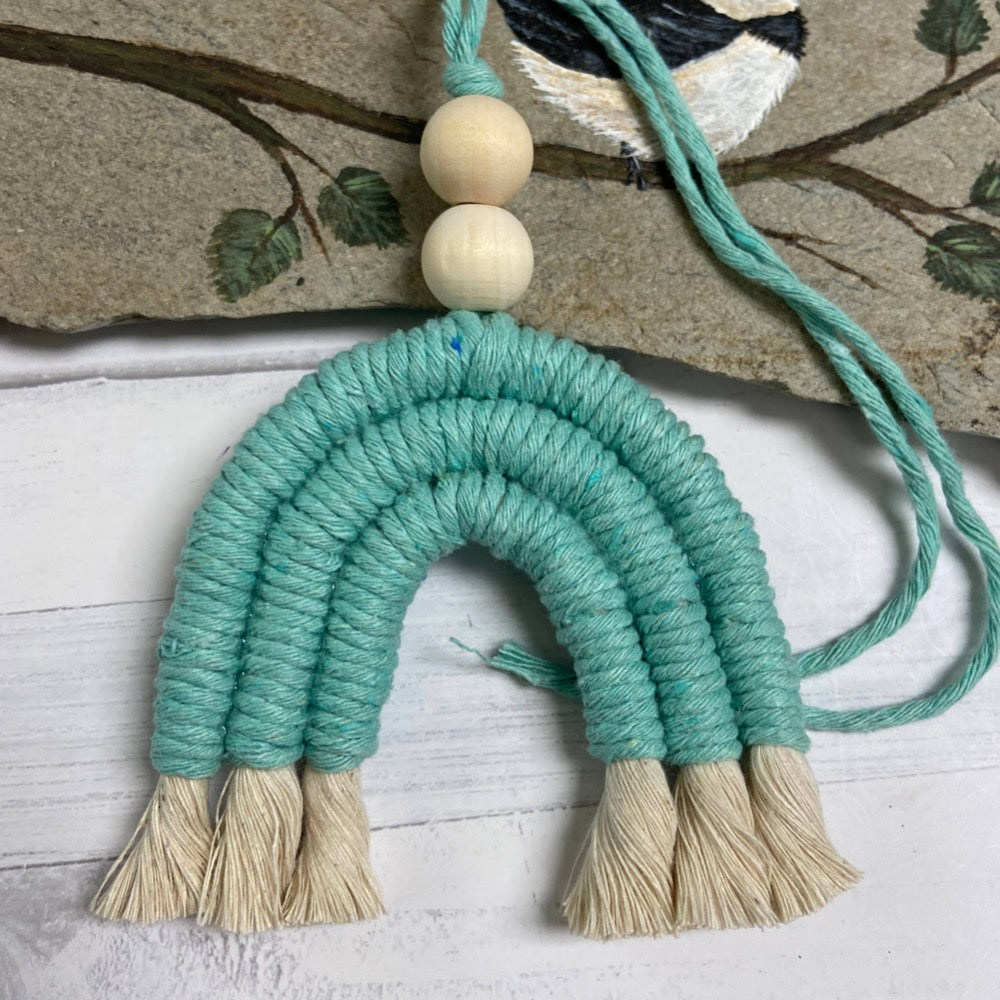 Macrame Rainbow Car Diffuser - Aqua - Fancy That